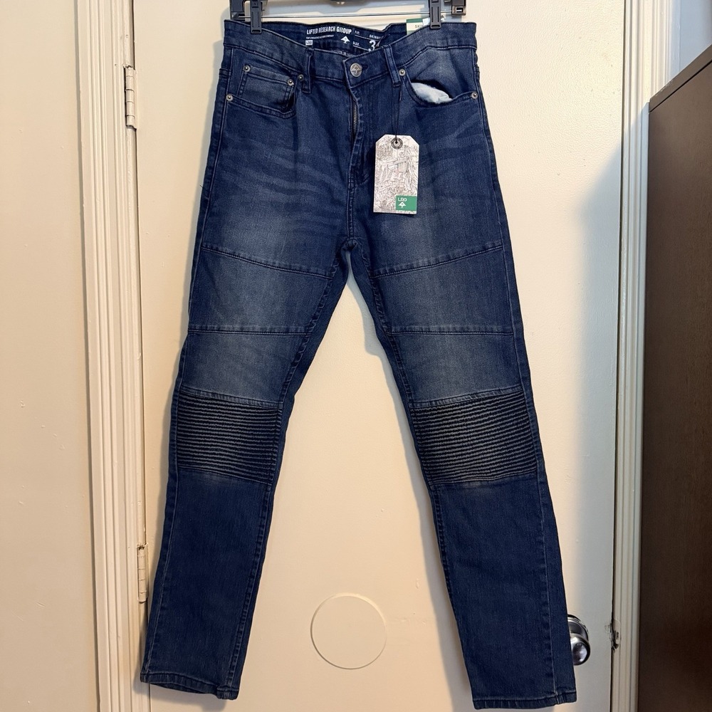 LRG Lifted Research Group Skinny Fit Blue Denim Jeans Men Cotton Pockets 34 NWT